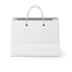 White shopping paper bag isolated on white
