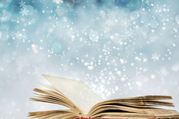 Christmas background with magic book