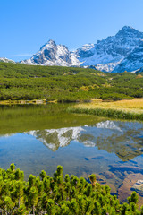 Naklejka na ściany i meble Reflection of Tatra Mountains in a lake in Gasienicowa valley