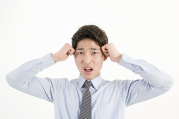 Stressed asian businessman 