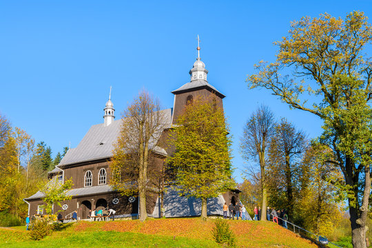 Old wooden church in Grybow village, Beskid Niski Mountains