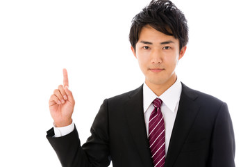 asian businessman showing on white background