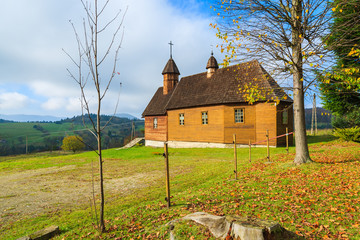 Wooden church in Oderne village, Beskid Niski Mountains, Poland