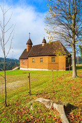 Wooden church in Oderne village, Beskid Niski Mountains, Poland