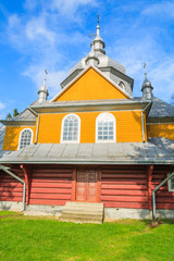 Fototapeta na wymiar Wooden church in Gladyszow village, Beskid Niski Mountains