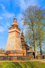Wooden church in Kwiaton village, Beskid Niski Mountains, Poland