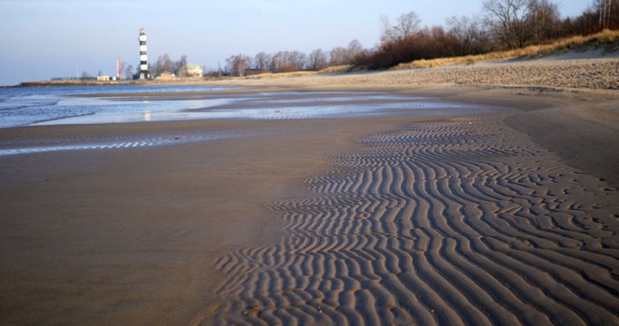 Sand beach in Baltic sea , Riga Latvia