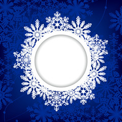 Christmas blue round frame with place for text