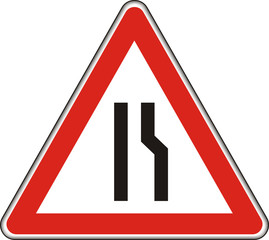 Verkehrszeichen, verengte Fahrbahn