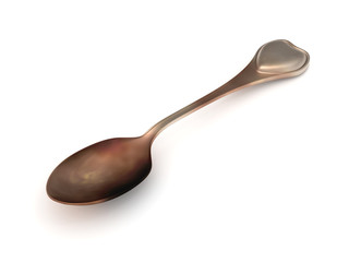 Bronze spoon with heart emblem on handle