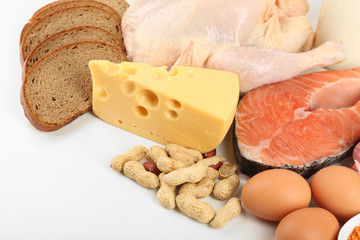 Food high in protein close-up