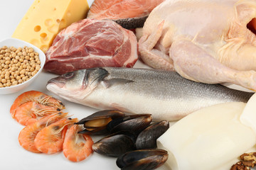 Food high in protein close-up