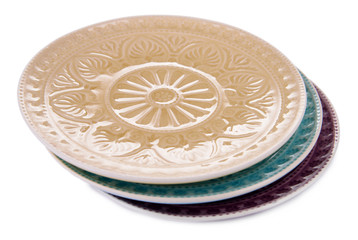 Empty plates isolated on white