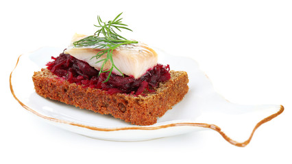 Canape herring with beets