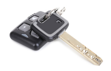 Car key with remote control isolated on white