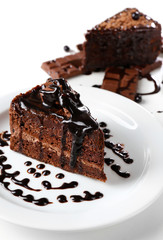 Yummy chocolate cake, close-up