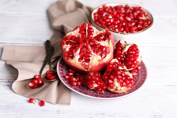Beautiful composition with juicy  pomegranate seeds,