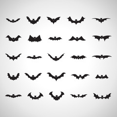 Bat Set - Isolated On Gray Background - Vector Illustration
