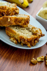 fresh buttered banana walnut bread