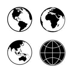 Set of earth planet globe icons. Vector.