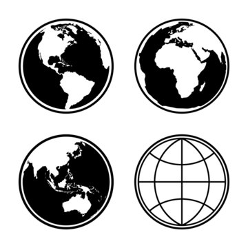 Set of earth planet globe icons. Vector.