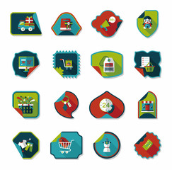 shopping sticker banner flat design background set, eps10
