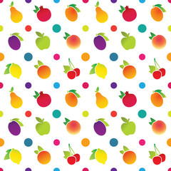 Pattern with fruit icons on a white background