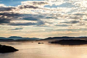 Obraz premium View on fjord landscape from sea, Norway