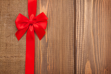 Valentines day background with red ribbon