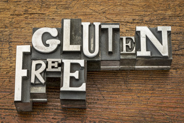 gluten free words in metal type