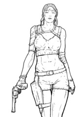 Girl with gun Sketch