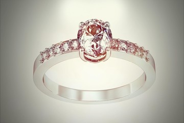 Ring with diamond  on white background