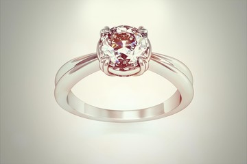 Ring with diamond  on white background