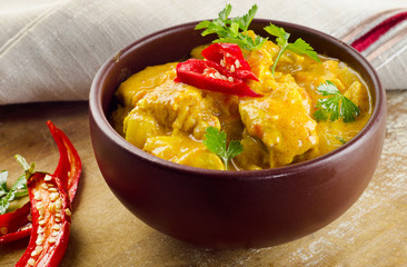 Indian chicken curry  in a bowl