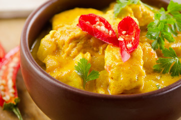 Indian chicken curry  in  bowl