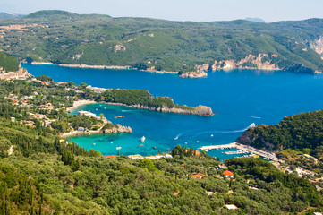 Fototapeta na wymiar Panoramic view of Palaiokastritsa beaches. Corfu, Greece.