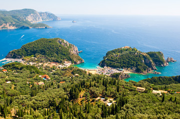 Fototapeta na wymiar Panorama of Palaiokastritsa. Corfu, Greece.