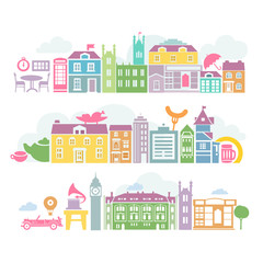 City London colorful silhouettes of buildings