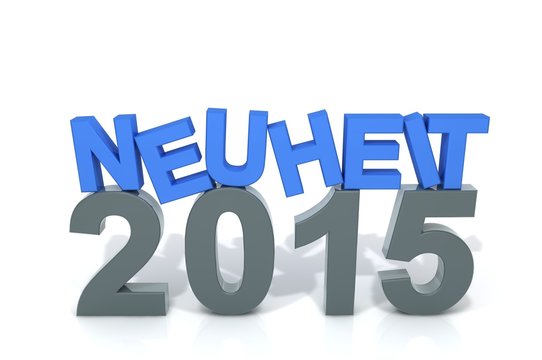 Schriftzug Neuheit 2015 blau