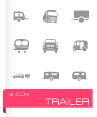 Fototapeta na wymiar Vector trailer icon set