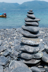 Fototapeta na wymiar Pebble stones on beach