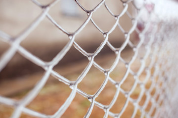 Fototapeta premium Ice-covered metal mesh