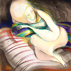 Sleeping beauty, drawing on paper