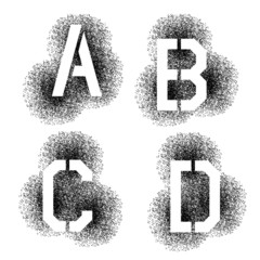 vector stencil angular spray font letters A B C D