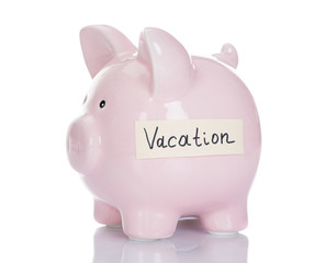 Piggybank With Vacation Label