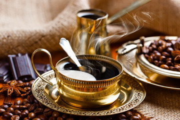 Black coffee in oriental style