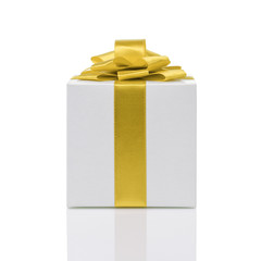 gift box with handmade yellow ribbon bow