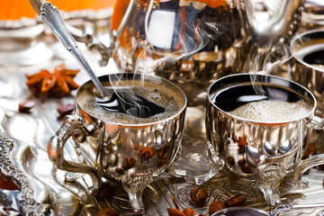Black coffee in oriental style