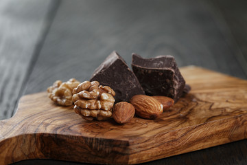 chcolate pieces with almonds and walnuts