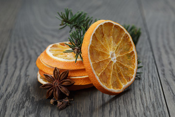 dried orange spruce twig and anise
